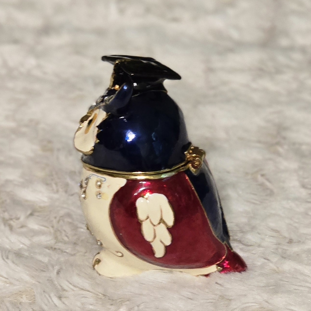 Tchotchke Charming Owl Figurine with Black Graduation Cap NWT - Picture 3 of 11
